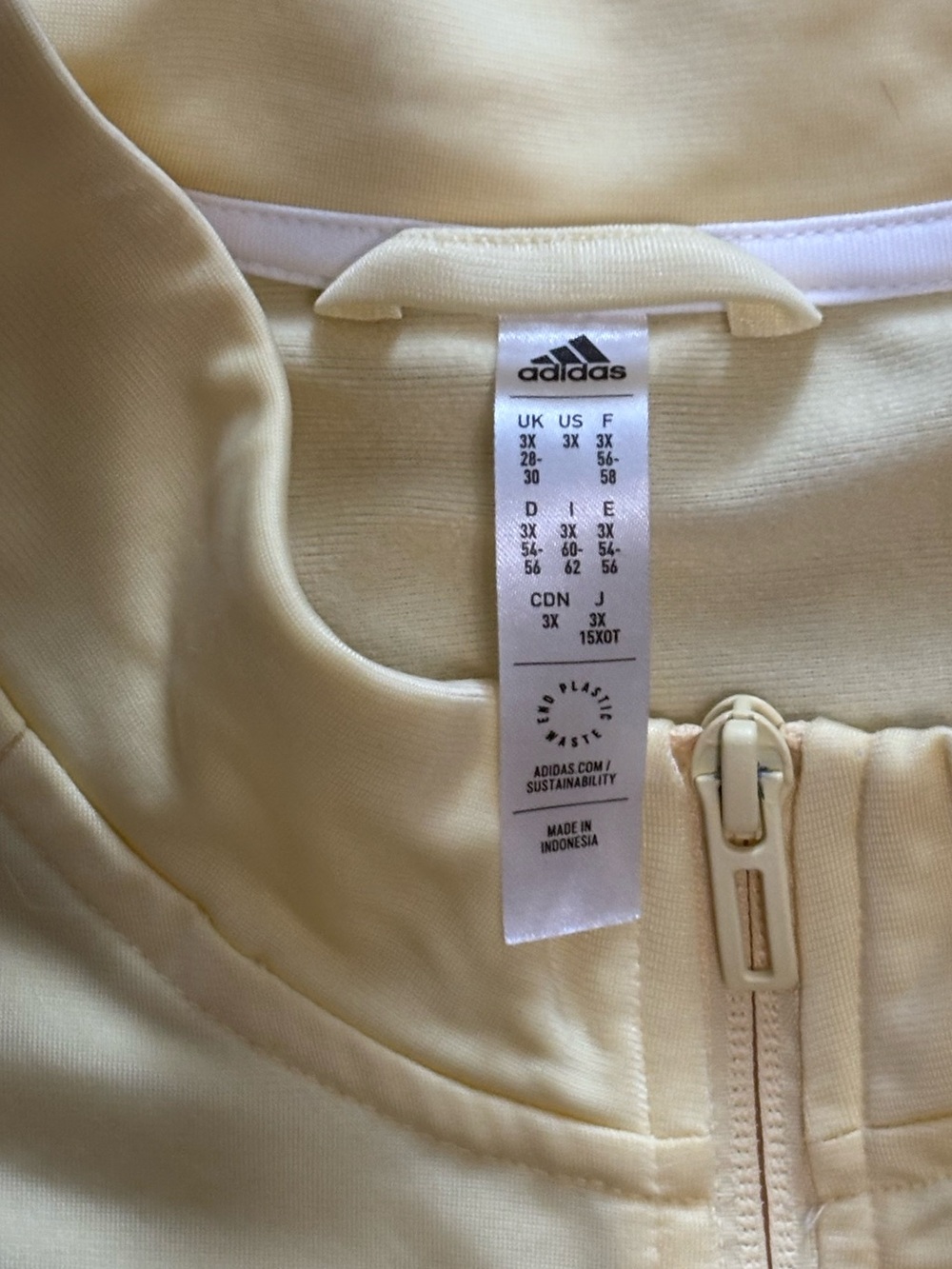 Adidas Track Jumpsuit - Cream Yellow 3X - Picture 6 of 8
